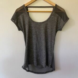 TLF Athletic T-shirt Womens XS Gray Mesh Backless Activewear Punk Grunge Fairy